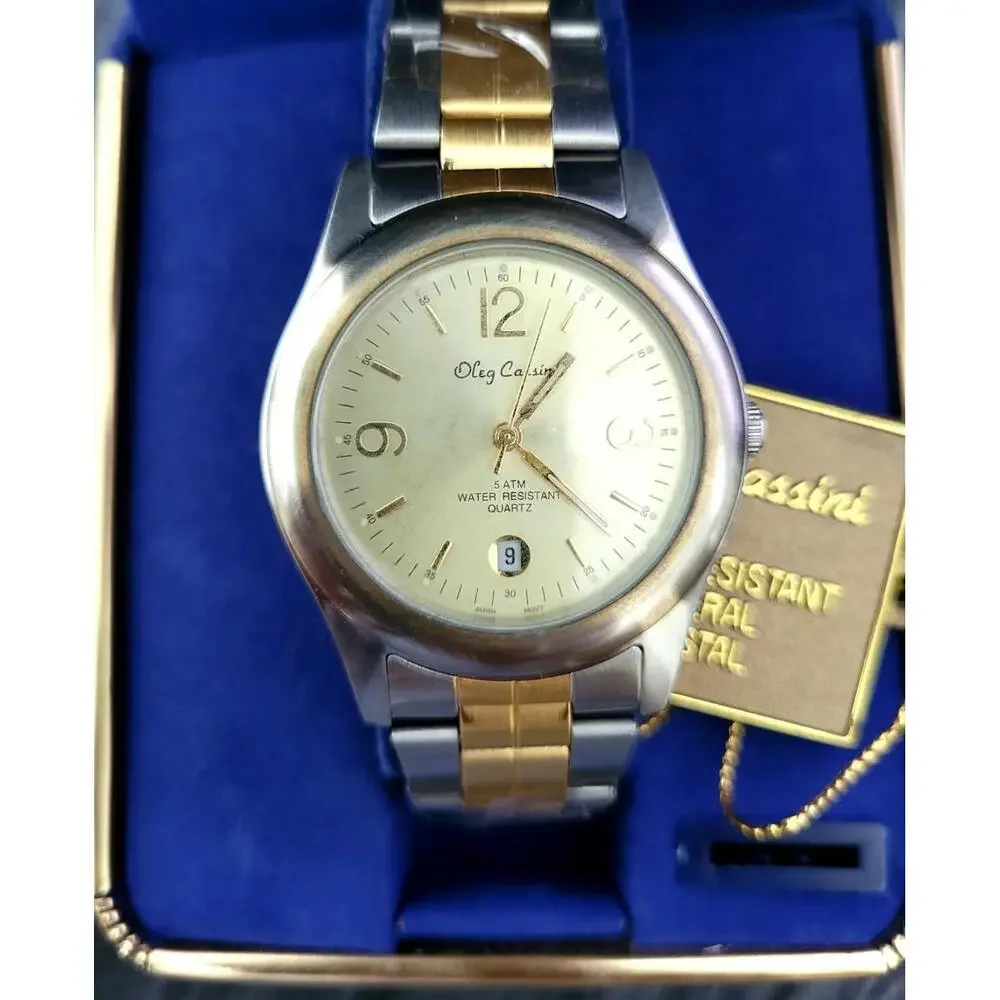 Rare Vintage Oleg Cassini Mens Designer Watch W‎ Box Papers